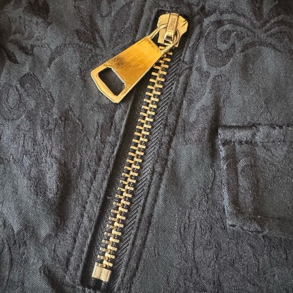 MIDNIGHT VELVET Black Jacquard Moto Jacket | Gothic Luxe Biker Chic - Medium - Picture 11 of 17